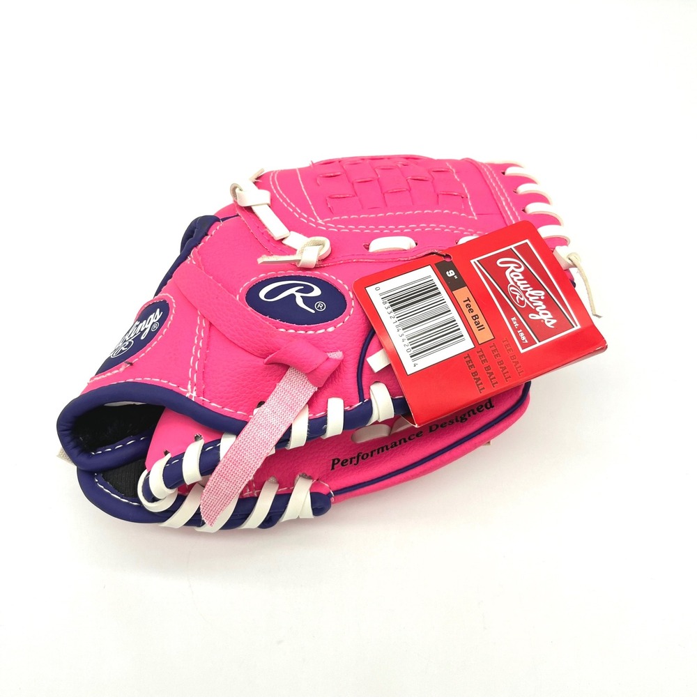 Rawlings Players‎ Series 9" Tee Ball Glove Pink Blue Youth Baseball Mitt